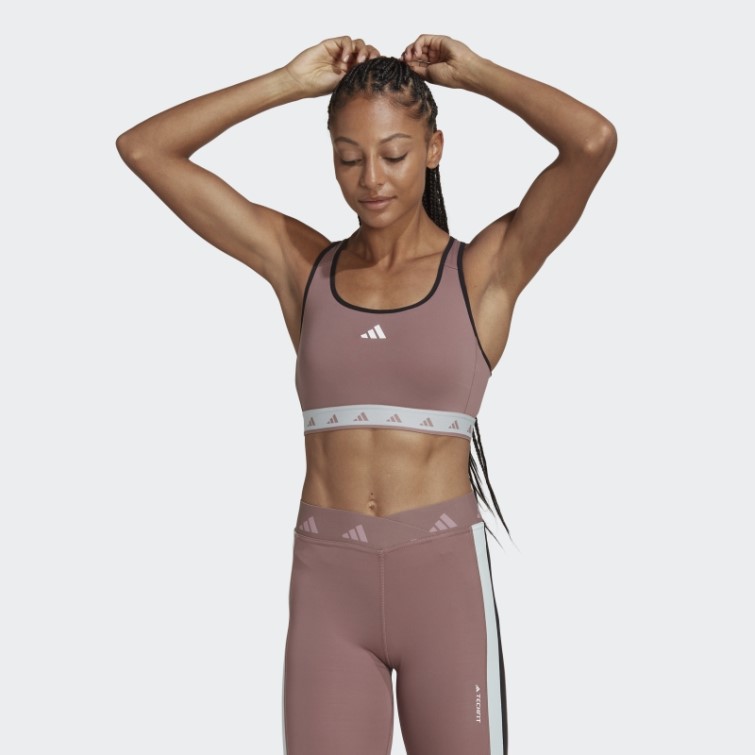 Soutien-gorge Techfit à Maintien Moyen Adidas Hyperglam Powerreact Violet