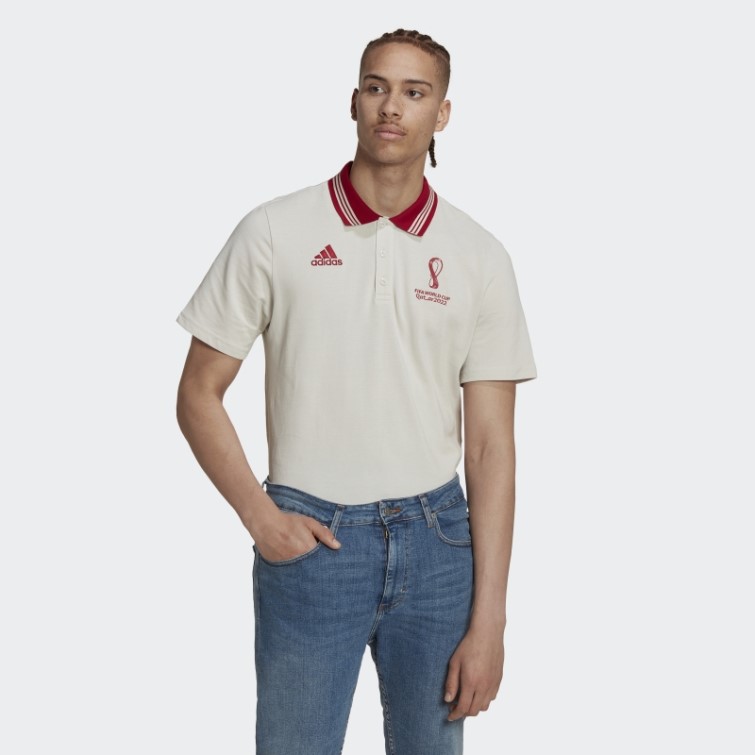 Adidas Polo Emblème Officiel Coupe Du Monde Fifa 2022 Talc