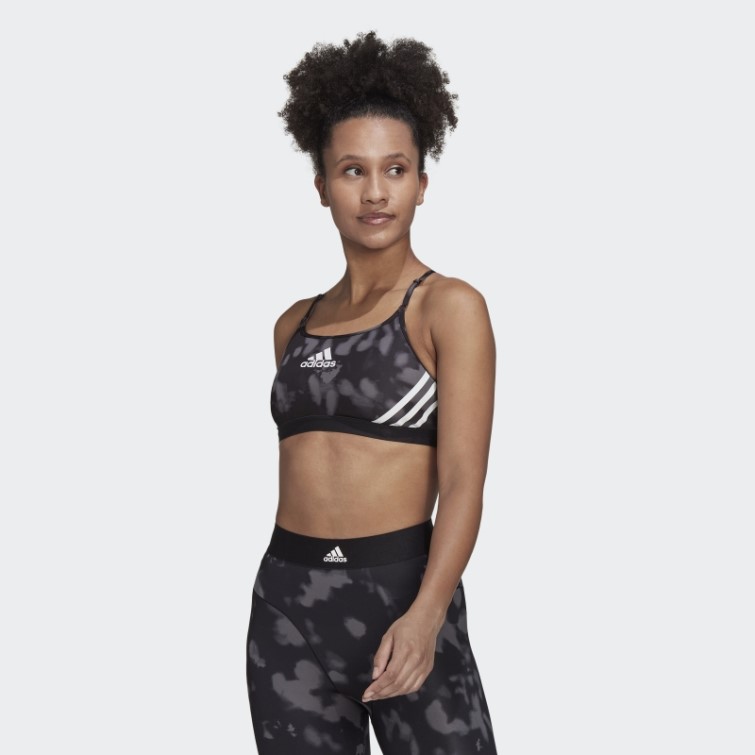 Adidas Aeroreact Light-support Hyperglam Soutien-gorge Imprimé Gris