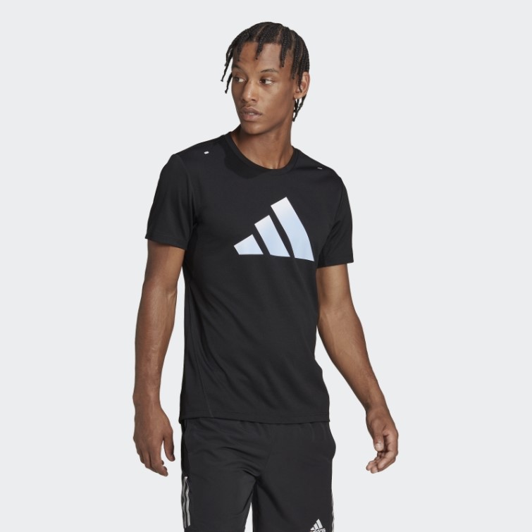 T-shirt Run Icon 3 Bar Logo Noir Adidas