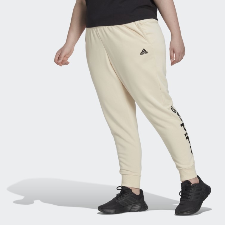 Adidas Ecru Tint Essentials Pantalon Français Terry Logo (taille Plus)