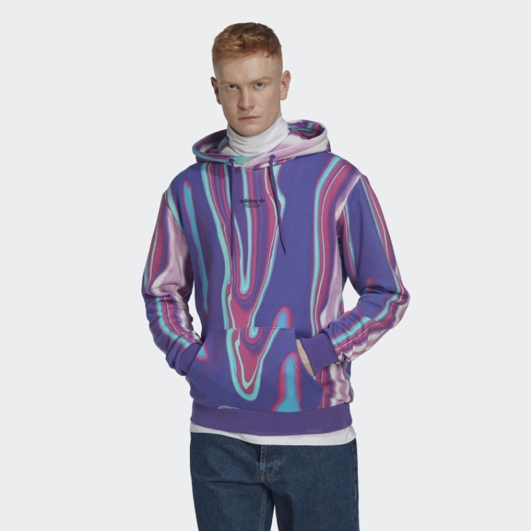 Adidas Sweat à Capuche Hyperreal Imprimé Violet Rush