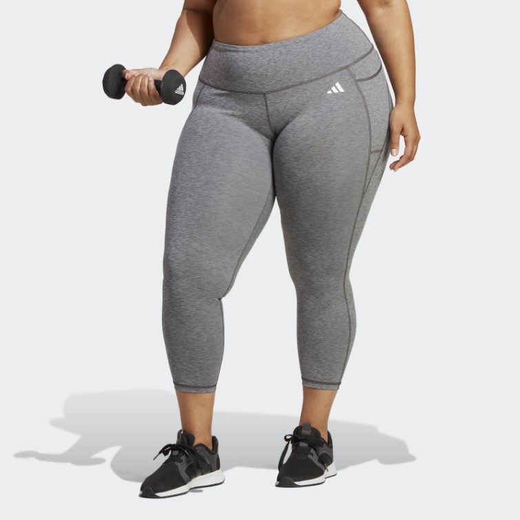 Legging Optime Stash Pocket Training 7/8 Gris Foncé Chiné (grande Taille) Adidas
