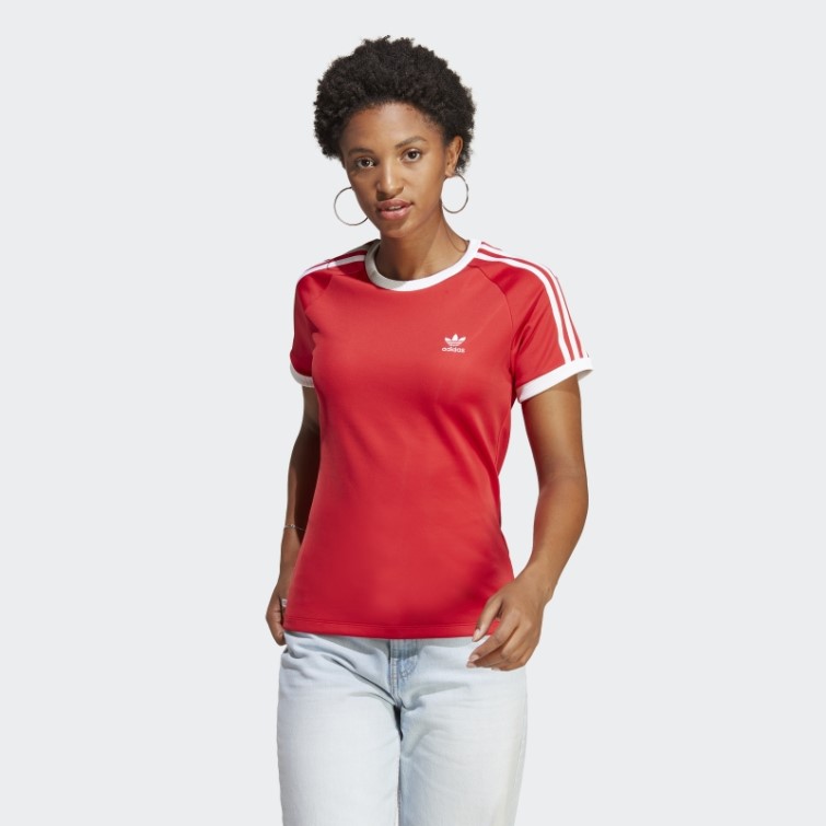 Adicolor Classics T-shirt Slim à 3 Bandes écarlate Adidas