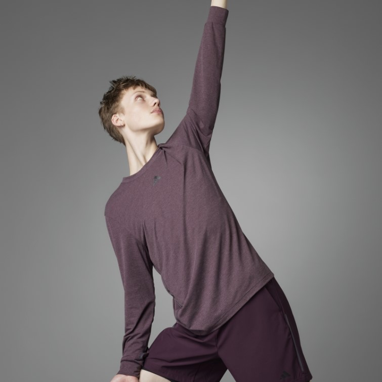 Authentique Balance Yoga Haut à Manches Longues Bordeaux Adidas