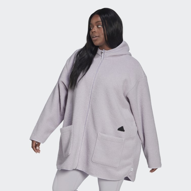 Haut De Survêtement Long à Capuche En Polaire (grande Taille) Adidas Silver Dawn