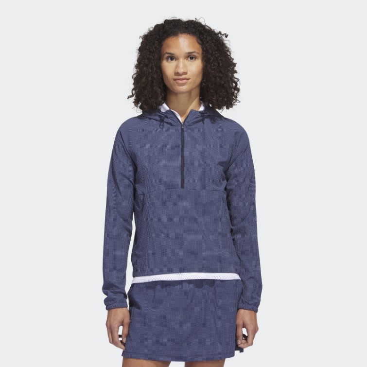 Sweat à Capuche Bleu Marine Adidas Seersucker 1/4-zip Golf