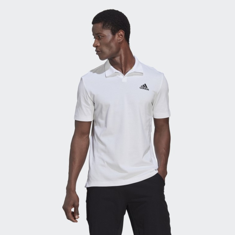 Polo De Tennis à 3 Barres Clubhouse Adidas Blanc