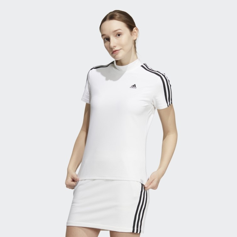 T-shirt Col Montant 3 Bandes Blanc Adidas