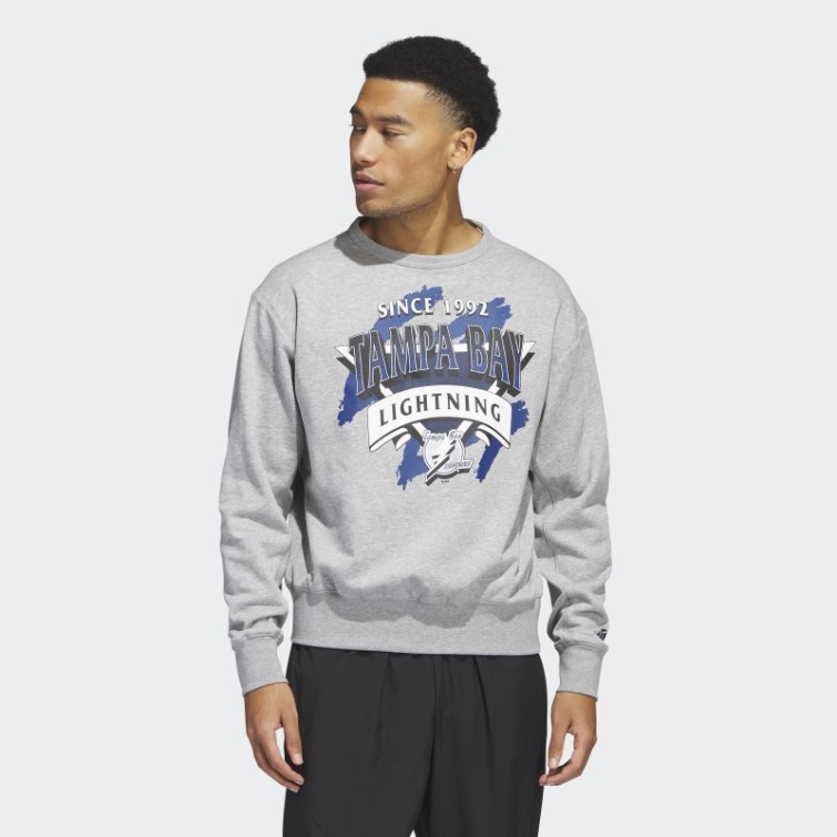 Sweat Crew Vintage éclair Gris Moyen Adidas