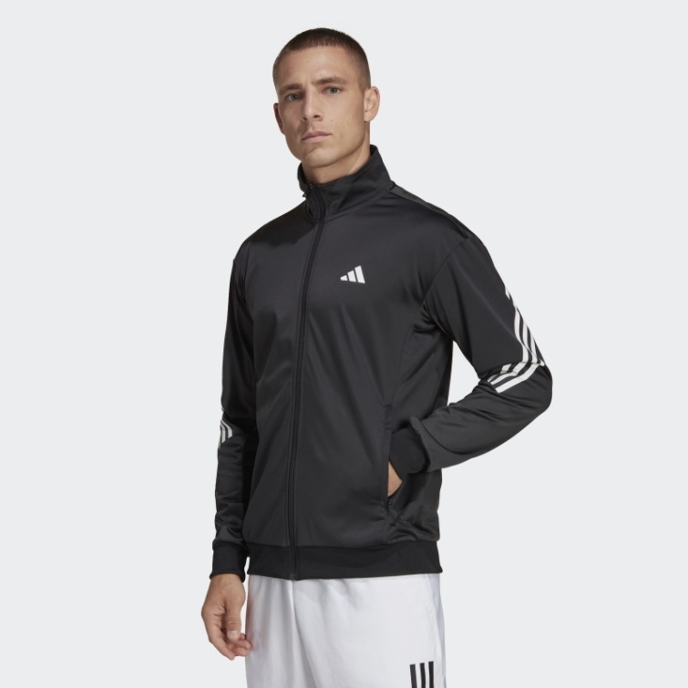 Veste De Tennis En Maille 3 Bandes Noir Adidas