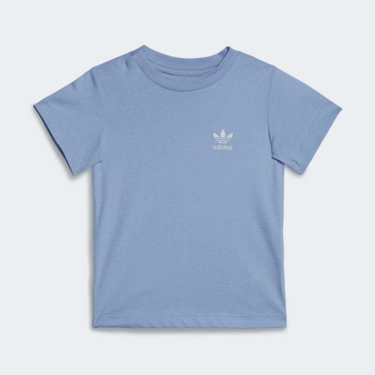 Tee Shirt Adicolor Bleu Aube Adidas