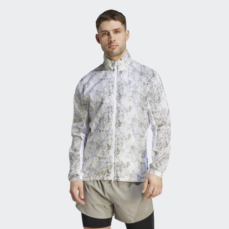 Adidas Veste Marathon Imprimé Allover Blanc