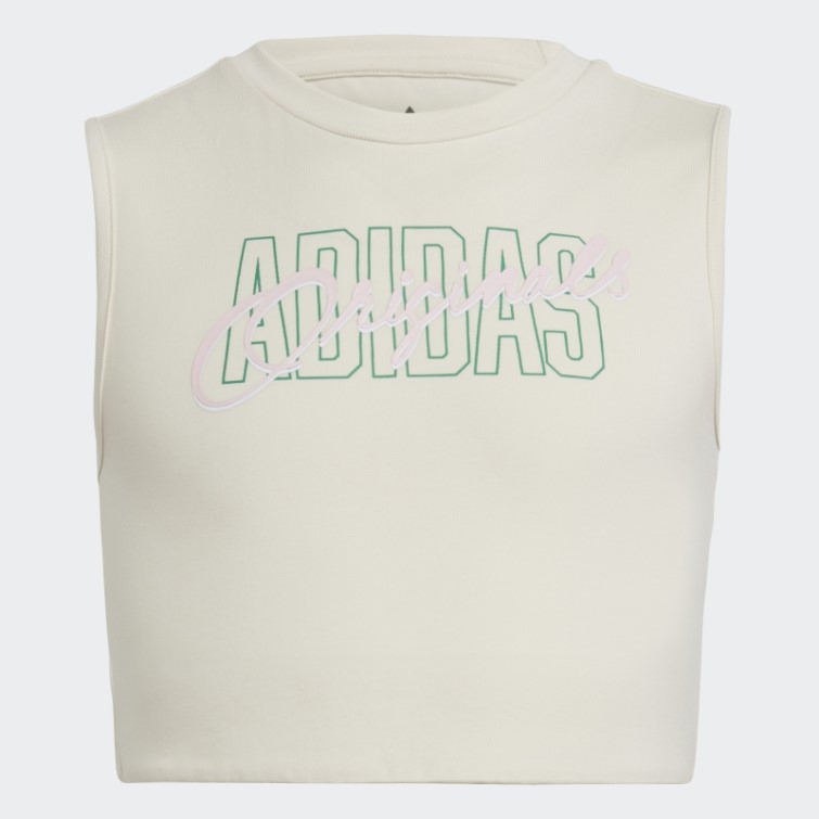 Adidas Débardeur Court Imprimé Graphique Blanc