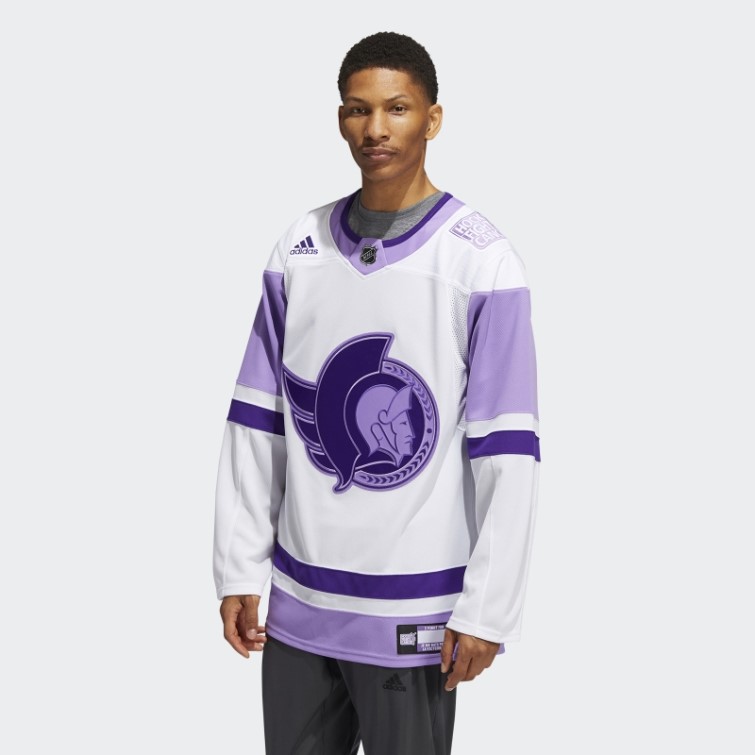 Adidas Maillot Blanc Sénateurs Hockey Lutte Contre Le Cancer