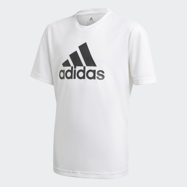 Adidas Aeroready Conçu Pour Déplacer Le T-shirt à Gros Logo Blanc