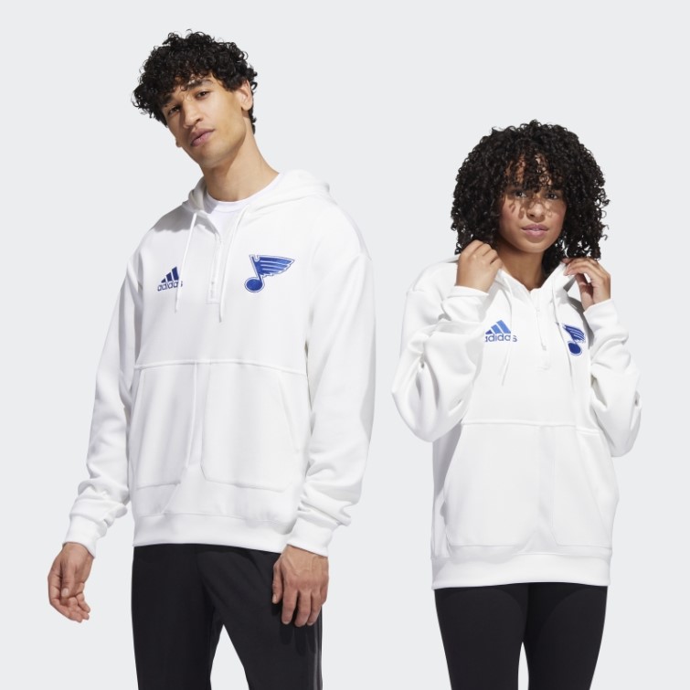 Adidas Blues 22 Nhl No-dye 1/4 Zip Hoodie (genre Neutre) Non Teint