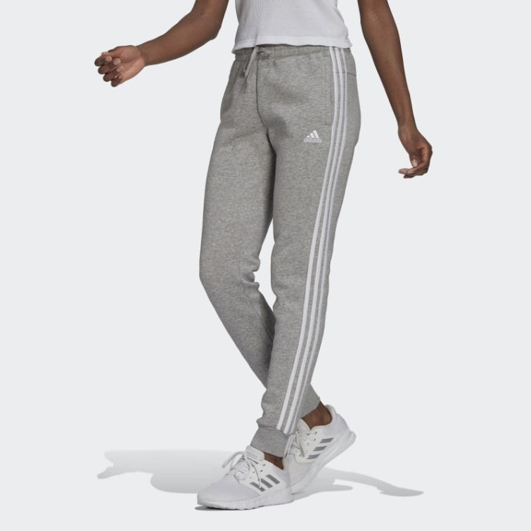 Adidas Pantalon Gris Moyen En Polaire à 3 Bandes