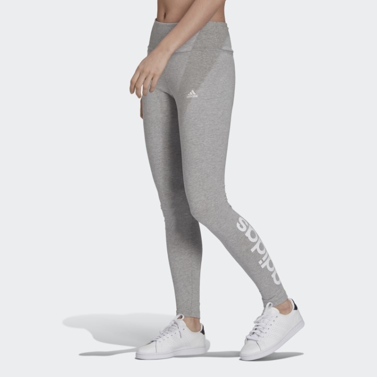 Adidas Loungewear Essentials Legging Taille Haute Logo Gris Moyen