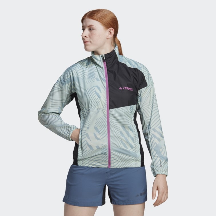 Coupe-vent Imprimé Terrex Trail Running Vert Adidas