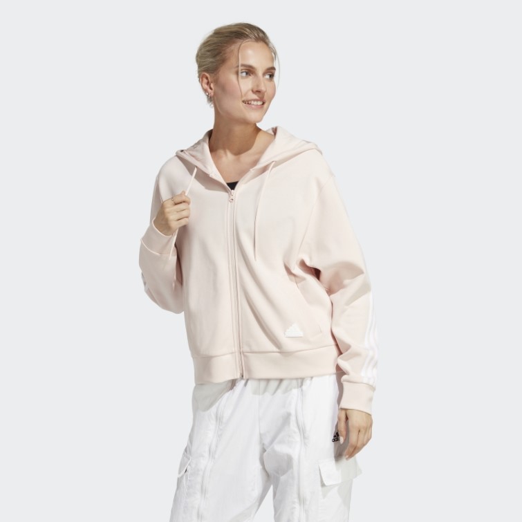 Adidas Future Icons Sweat à Capuche Zippé à 3 Bandes Quartz