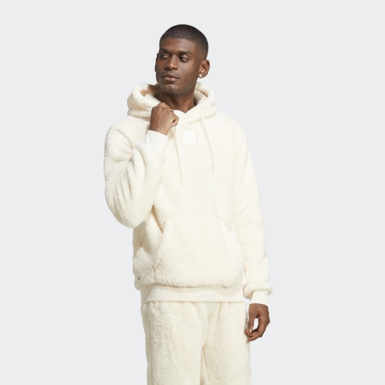 Sweat à Capuche Essentials+ Fluffy Fleece Blanc Adidas
