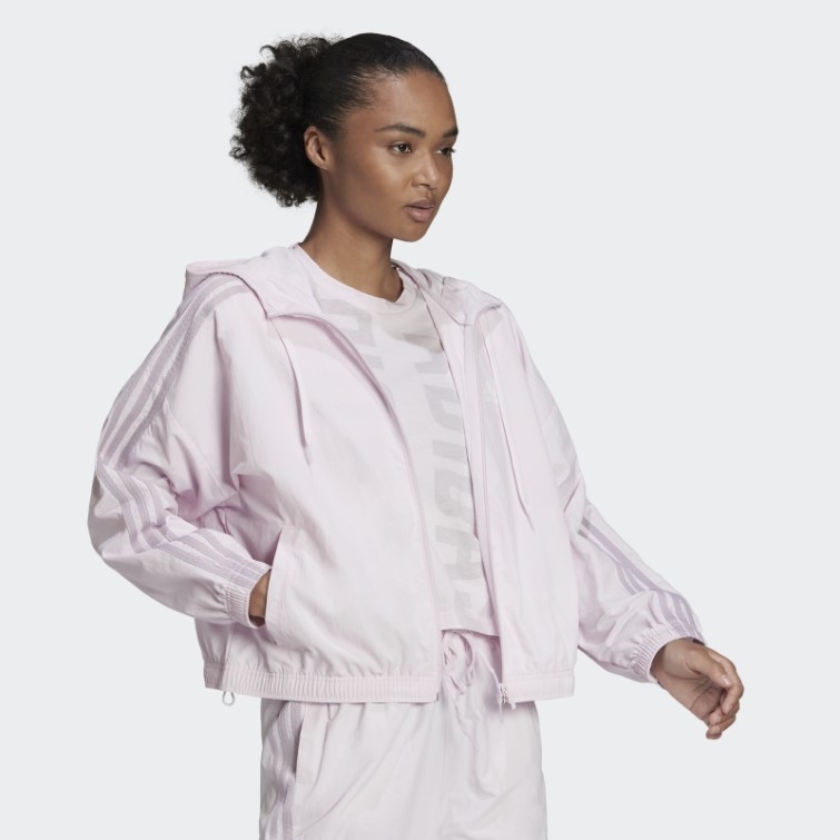 Coupe-vent Ample Adidas Essentials Rose à Logo Répété