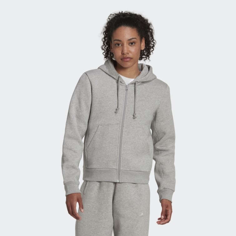 Adidas All Szn Fleece Full-zip Hoodie Gris Moyen