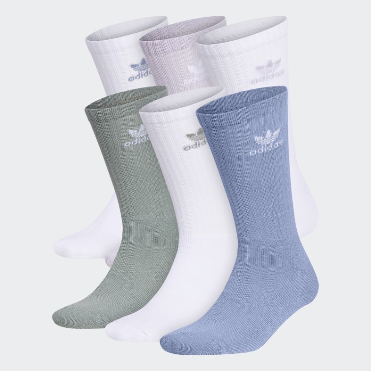 Adidas Bleu Aube Trèfle Crew Chaussettes 6 Paires