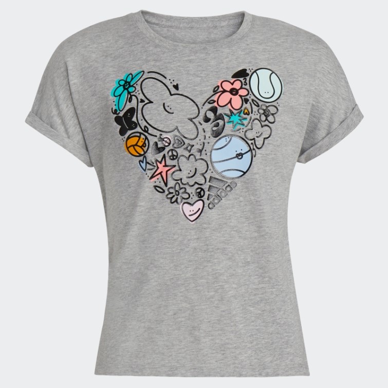 Adidas Tee-shirt Dolman Chiné Gris Moyen (taille Allongée)