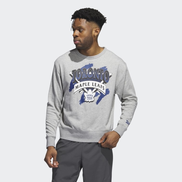Sweat Ras Du Cou Vintage Maple Leafs Gris Moyen Adidas