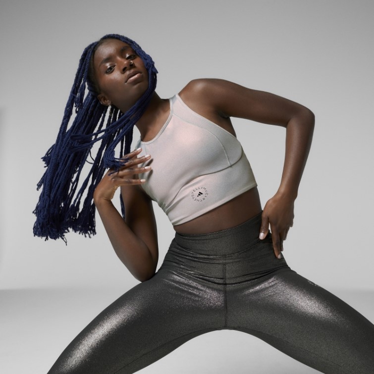 Adidas By Stella Mccartney Leggings D'entraînement Brillants Argentés