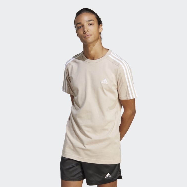 T-shirt à 3 Bandes En Jersey Adidas Essentials Taupe