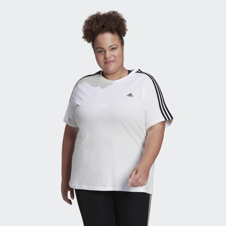 Adidas Essentials Slim 3-stripes T-shirt (grande Taille) Blanc