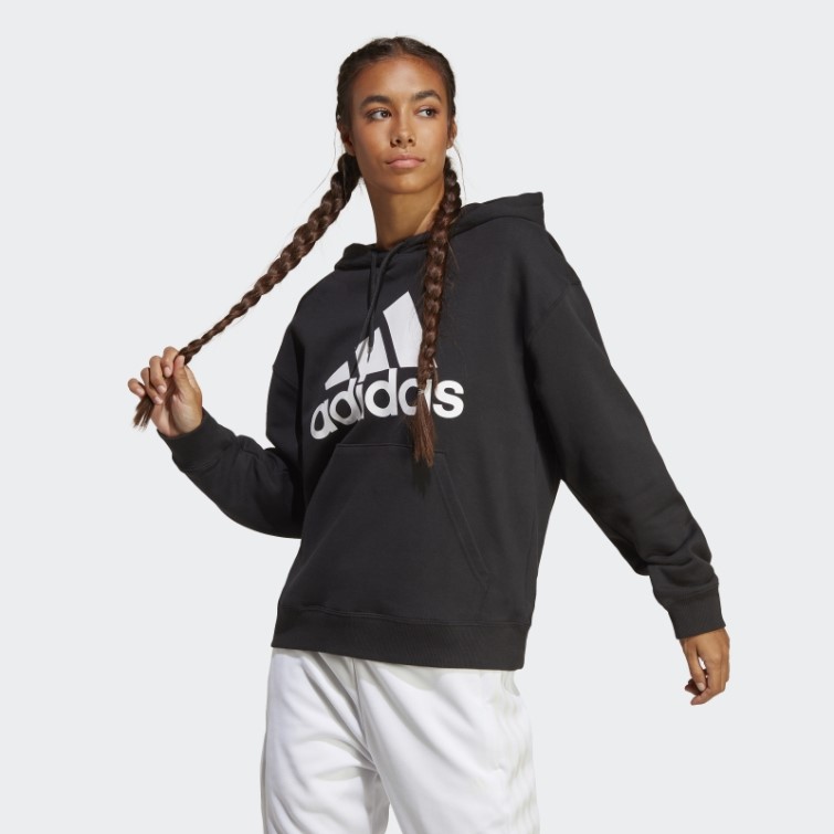 Adidas Essentials Sweat à Capuche Surdimensionné En Tissu éponge Avec Gros Logo Noir