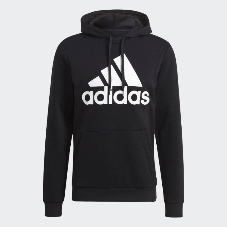 Sweat à Capuche Essentials Polaire Gros Logo Adidas Noir