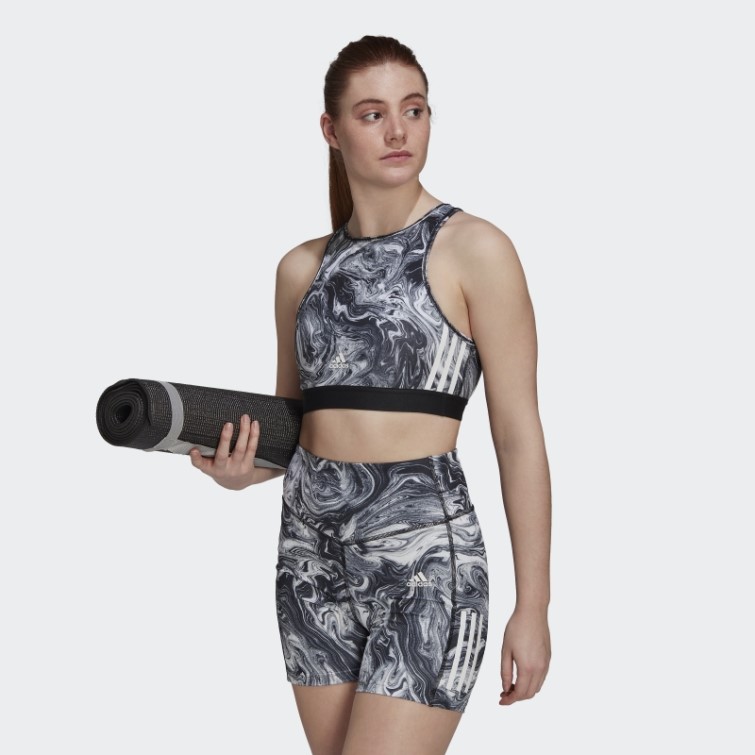 Adidas Hyperglam Aeroready Training Brassière D'entraînement à Imprimé Marbré Et Maintien Léger Multicolore