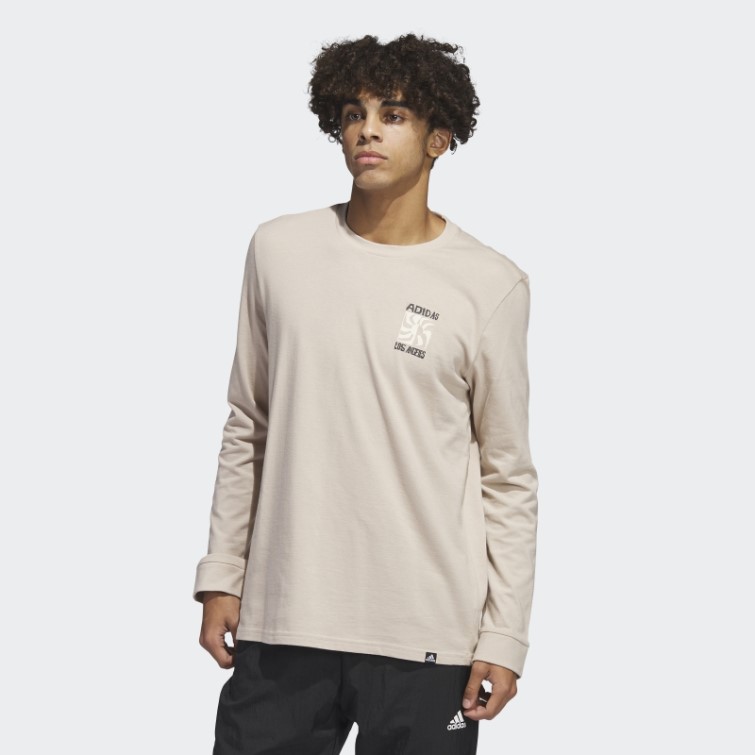 Taupe Chaud Adidas Los Angeles Graphic T-shirt à Manches Longues