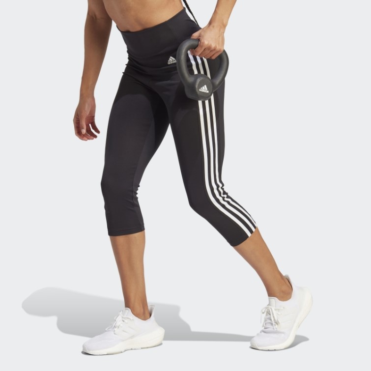 Adidas Designed To Move Legging Sport Taille Haute 3 Bandes 3/4 Blanc élégant