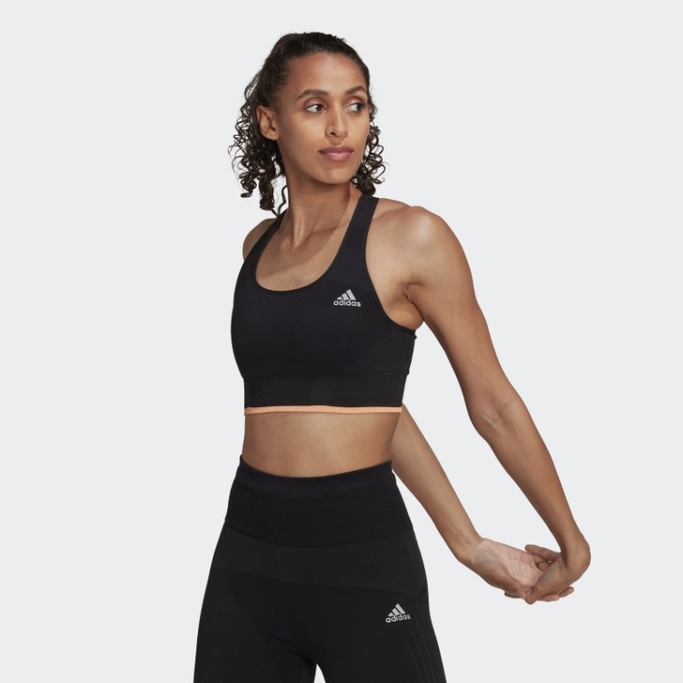 Soutien-gorge Adidas Running Medium-support Sans Coutures En Laine Mérinos Noir
