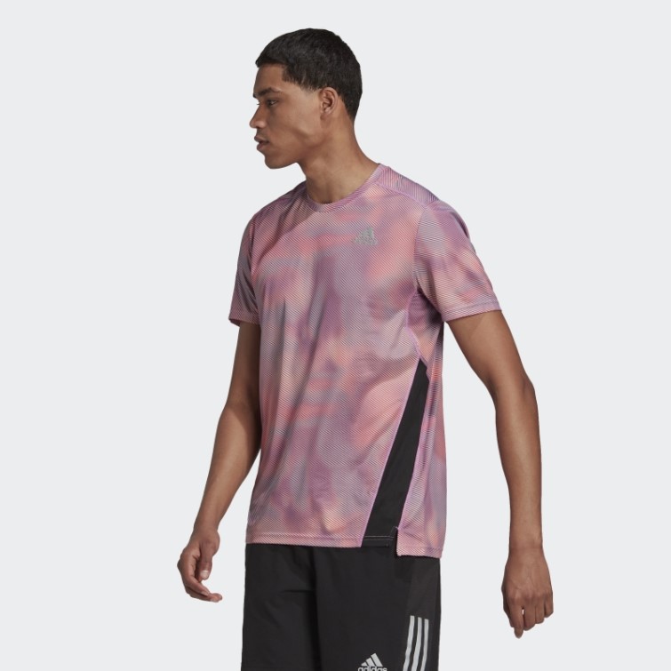 Adidas Possède Le T-shirt Colorblock Run Orange
