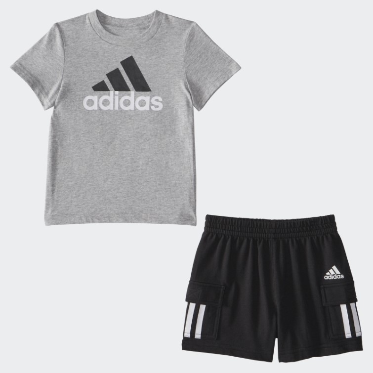 Ensemble Short Cargo Adidas Ib Sstee Gris Chiné