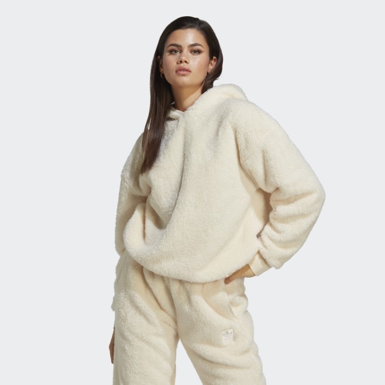 Sweat à Capuche Essentials+ Fluffy Teddy Blanc Adidas
