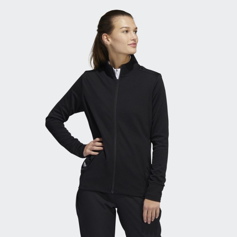Adidas Veste Texturée à Fermeture éclair Noire Fashion