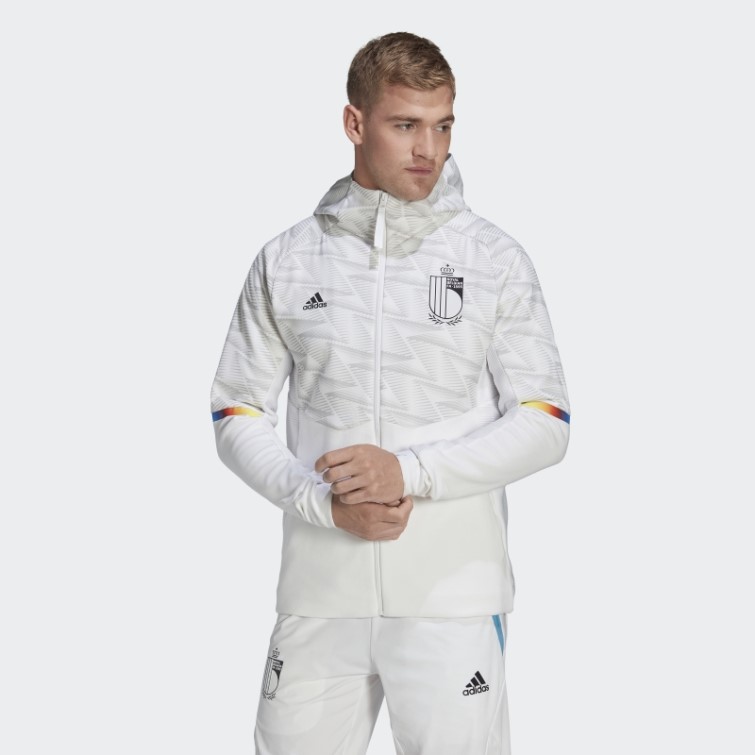 Adidas Belgium Game Day Full-zip Travel Hoodie Blanc