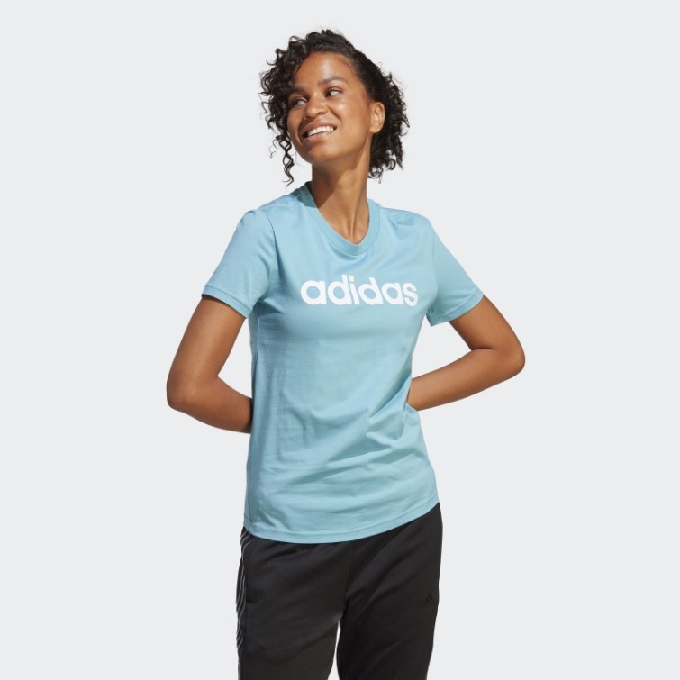 T-shirt Slim Logo Essentials Bleu Adidas