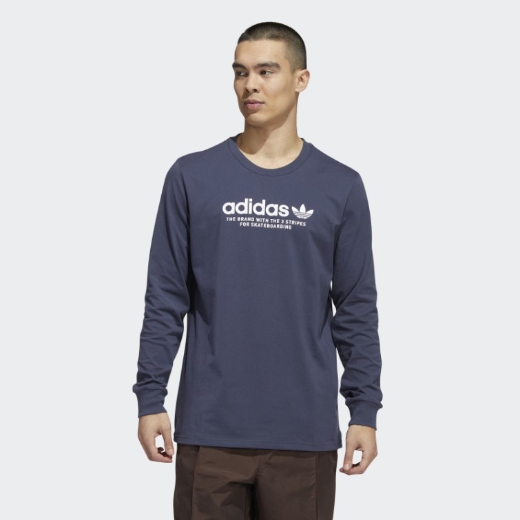 T-shirt à Logo à Manches Longues Adidas Skateboarding 4.0 Bleu Marine (non Genré)