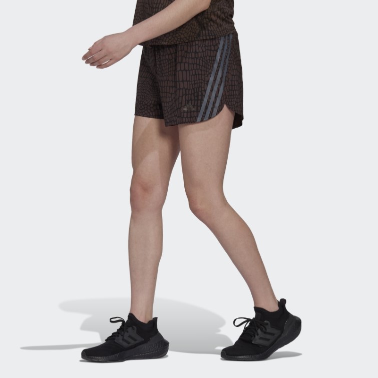 Adidas Run Icon 3-stripes Crocodile Imprimé Short De Course Noir