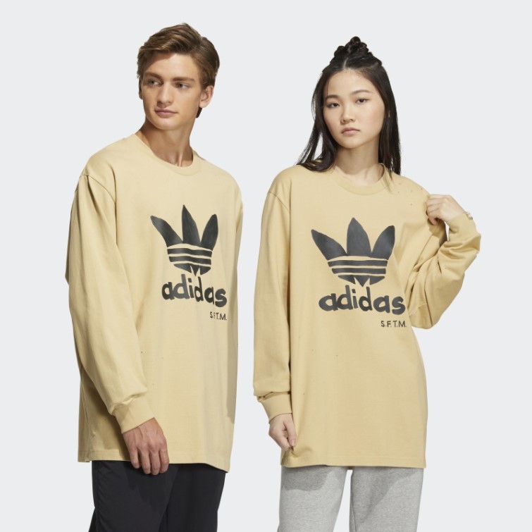 Chanson Beige Brumeux Pour Le T-shirt Muet à Manches Longues Adidas