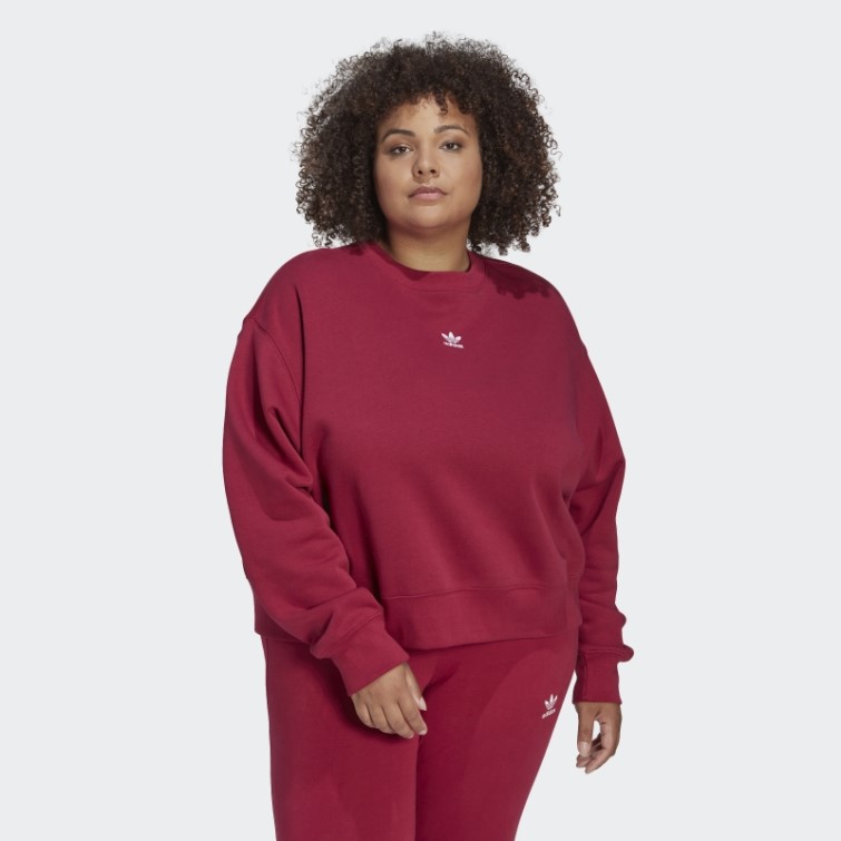 Sweat Adicolor Essentials Crew (taille Plus) Adidas Bordeaux
